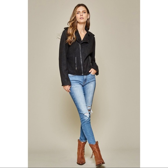 LAST ONE - REBEL FAUX SUEDE JACKET BLACK - Picture 2 of 8
